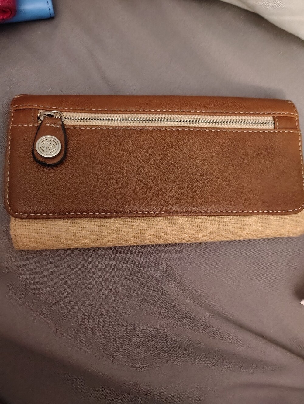 Relic By Fossil Vintage Faux Leather and Woven Brown Women's Clutch Wallet